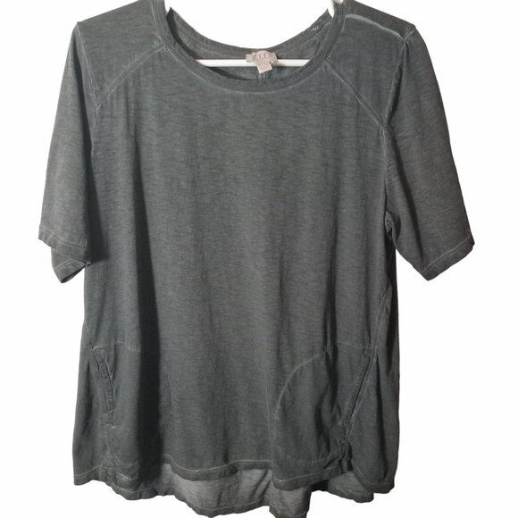 Logo Lori Goldstein Womens Gray Elbow Sleeve Tunic Top Pockets Size L  A592714 - Picture 2 of 14